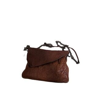 Maxon Collection Women's Handbag Textured Brown Leather Crossbody Bag